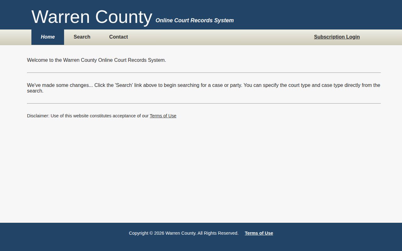 Warren County same-day arrest court search