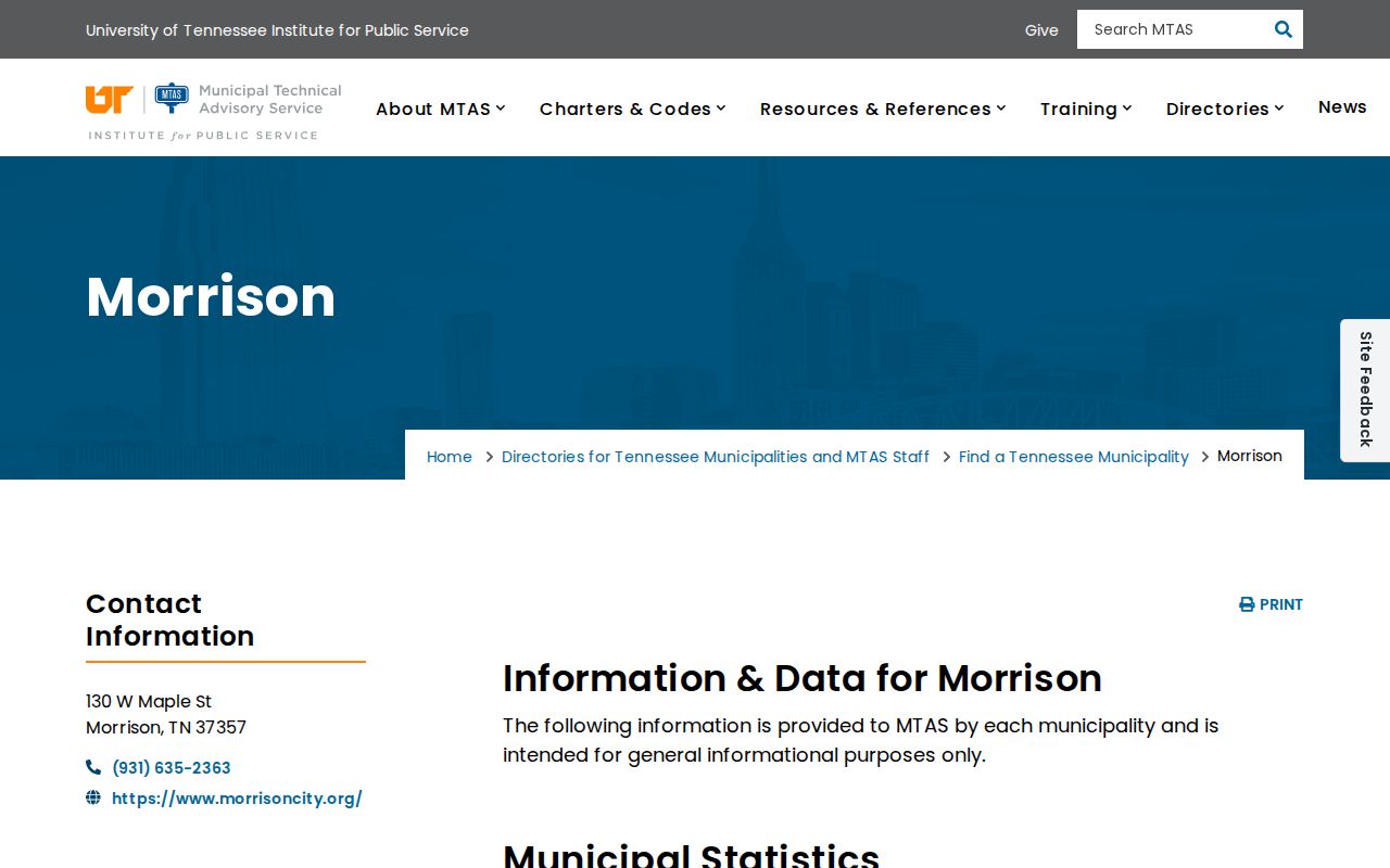 Morrison municipal directory and Warren County arrest jurisdiction information